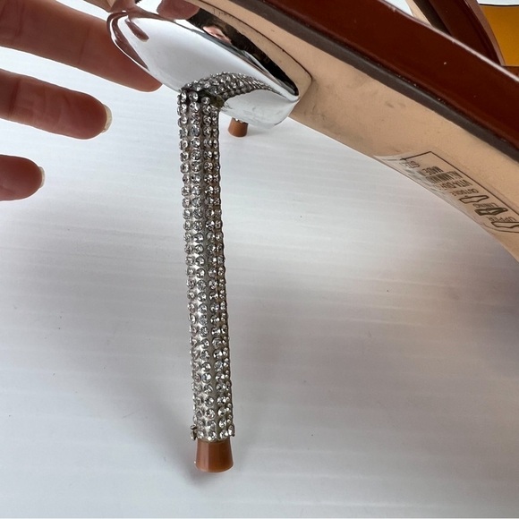 Azalea Wang Heel women 9 Just A Feeling Stiletto Sandal Brown Open Toe Bejeweled - Picture 8 of 13